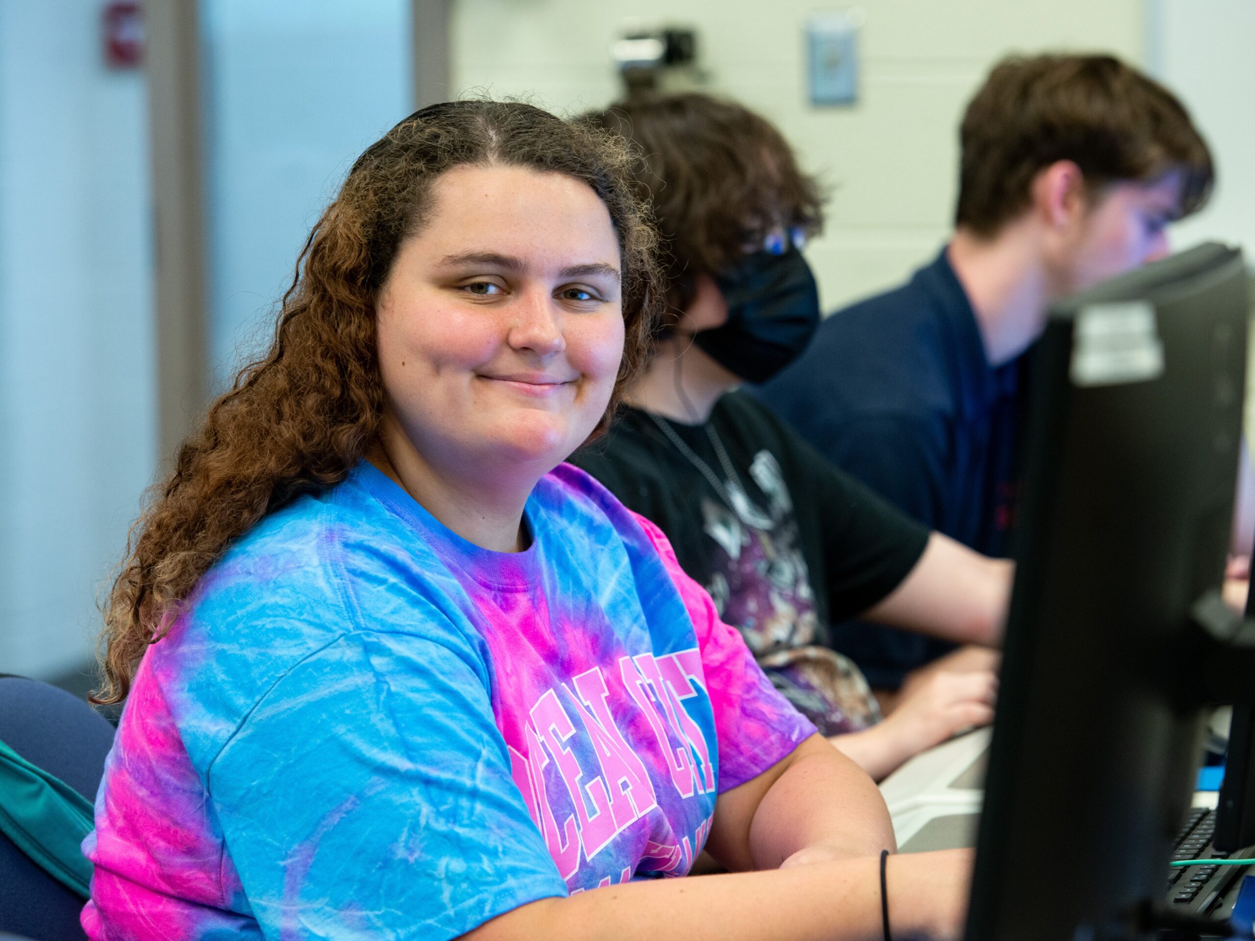 female student in the computer lab