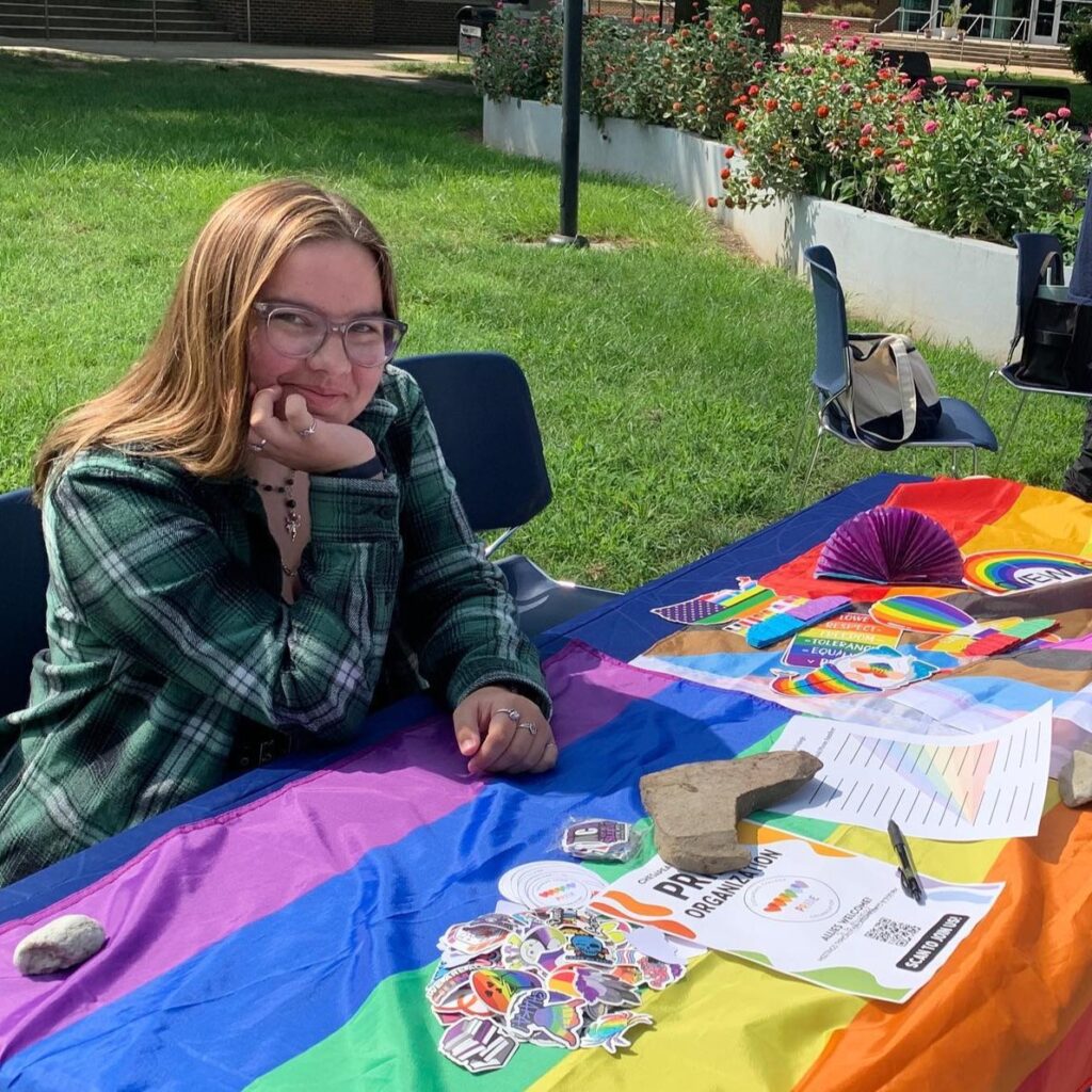 Pride Club member at Student Org Fair 2024