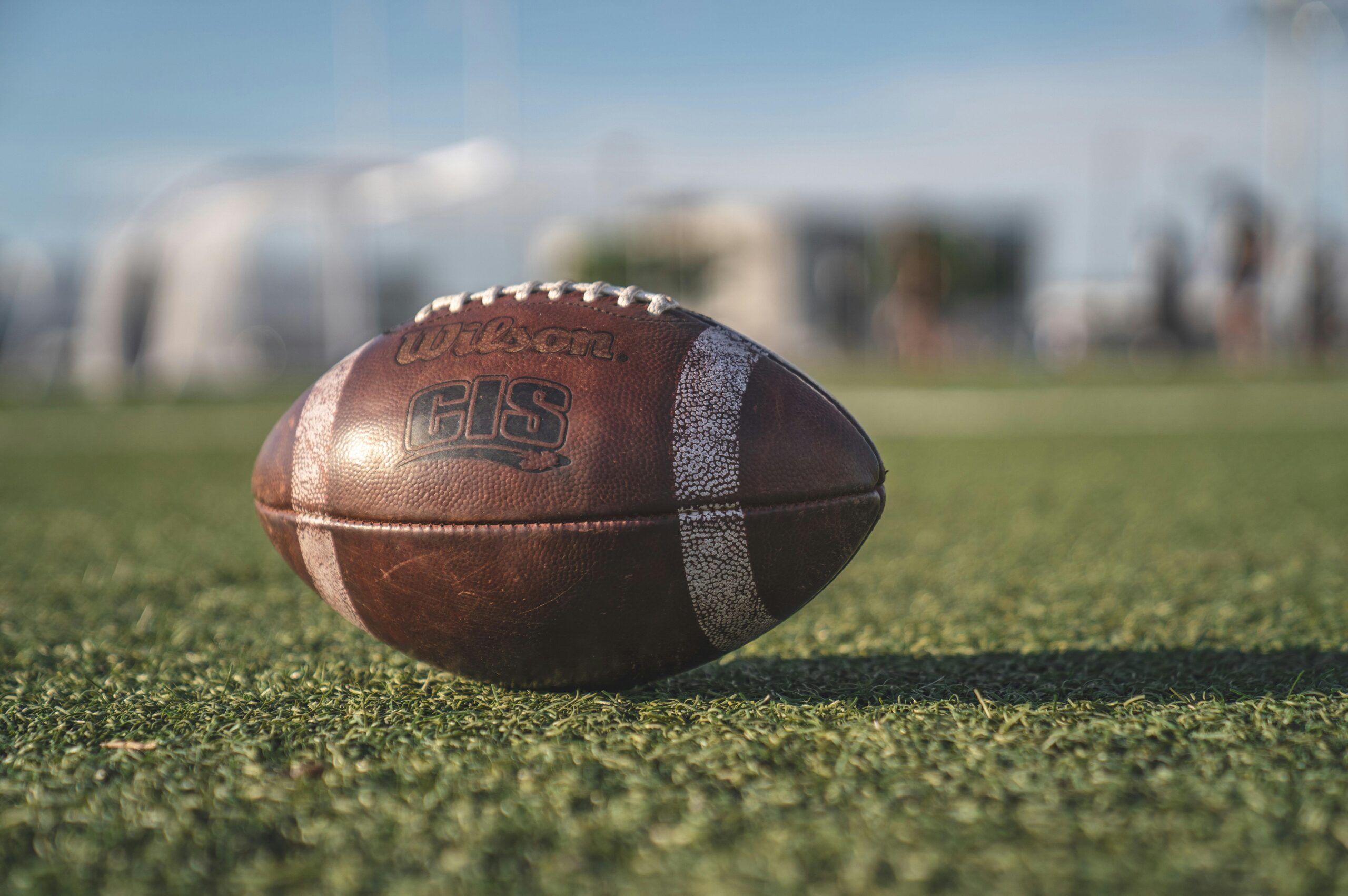 football on turf in sunshine